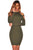 Olive Strappy Cold Shoulder Long Sleeve Mini Dress
