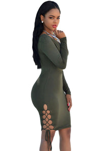Oliver Green Sexy V Neck Lace Up Sides Bodycon Dress