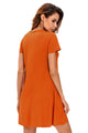Orange Casual Lace-up Swing Dress