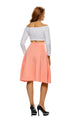 Orange Flared A-Line Midi Skirt