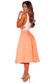 Orange Flared A-Line Midi Skirt
