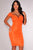 Orange Textured Knotted Off The Shoulder Padded Dress