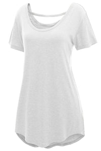 Sexy Pale Grey Comfy Short Sleeve Basic Long T-shirt