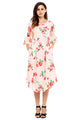 Sexy Pink 3/4 Bell Sleeve Floral Midi Dress