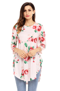 Pink Babydoll Floral Tunic Top