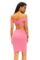 Pink Crisscross Off Shoulder Bodycon Dress