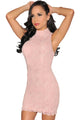 Pink Crochet Cut-Out Back Bodycon Dress