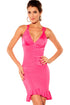 Pink Glamorous Ruched Evening Dress