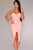 Pink Lace Strapless Padded Knee Length Evening Dress