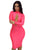 Pink Oval Hollow-out Front Sexy Bodycon Dress