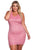 Pink Plus Size Floral Lace Bodycon Dress