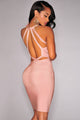 Pink Strappy Cut-Out Back Bandage Dress
