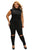 Plus Size Creative Zip Line Black Stretchy Jumpsuit