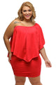 Plus Size Multiple Dressing Layered Red Mini Dress