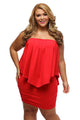 Plus Size Multiple Dressing Layered Red Mini Dress