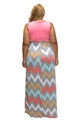 Plus Size Pink Top Multicolor Zigzag Maxi Dress