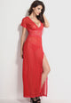 Plus Size Red Mesh and Lace V Neck Lingerie Gown