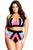 Plus Size Strapped Color Splice Two Piece Swimwear