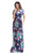 Pocket Design Short Sleeve Bright Blue Floral Maxi Dress
