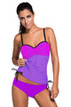 Purple Blue Colorblock 2pcs Tankini Swimsuit