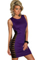 Purple Club Tank Bodycon Dress with Side Striped Mesh