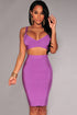 Purple Two-piece Bandage Cropped Top Skirt Set