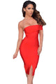 Red Asymmetric Off Shoulder Short Sleeve Party Bandage Dress