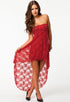 Red Bandeau Lace Evening Dress