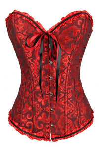 Red Black Overbust Pattern Corset