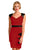 Red Black V Neck-line Bodycon Dress With Waterfall Details
