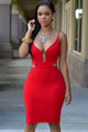 Red Bralette Cutout Body-conscious Dress