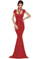Red Crisscross Back Tie Maxi Party Dress