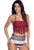 Red Halter Fringed Floral Printed Bikini Swimsuit