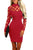 Red Hollow-out Long Sleeve Mock Neck Bodycon Dress