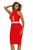 Red Jeweled Waist Halter Dress