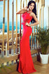 Red Lace Embellished Mermaid Evening Dress