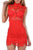 Red Lace Hollow-out Mini Vintage Dress