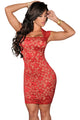 Red Lace Nude Illusion Dress