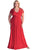Red Lace Yoke Ruched Twist High Waist Plus Size Gown