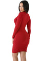 Red Lace-up Corset Cut Out Long Sleeve Dress
