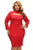 Red Long Sleeve Keyhole Bodycon Plus Size Dress