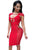 Red Mesh Sexy Cut-out Club Dress