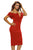 Red Off-the-shoulder Midi Dress