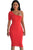 Red One Shoulder Bodycon Knee Length Dress