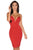 Red Plunging V Neck Strapless Bodycon Party Dress