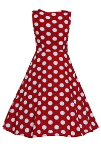 Red Plus Size Polka Dot Bohemain Print Dress with Keyholes