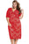 Red Plus Size V-Neck Half Sleeve Lace Midi Dress