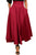 Red Retro High Waist Pleated Belted Maxi Skirt