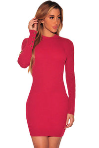 Red Ribbed Knit Cut out Back Bodycon Dress