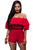 Red Ruffle Off Shoulder Party Romper